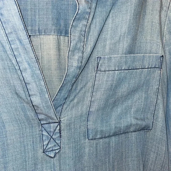 Velvet Heart Jean Blouse Tunic Womens Medium Long Sleeve EUC V Neck Classy - Picture 5 of 9